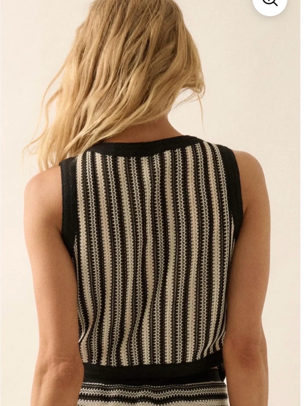 Promesa Black and Cream Striped Cropped Knit Vest - Picture 2 of 3